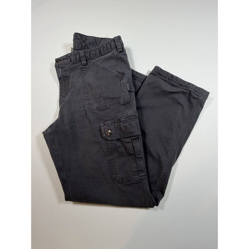 Duluth Trading Curvesetter Cargo Pants Women's 14x31 Utility Canvas Work Gray